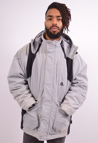 ADIDAS MENS VINTAGE JACKET LARGE GREY 90S