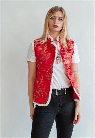 VINTAGE 00S ORIENTAL VEST WITH CHRISTMAS DETAILING