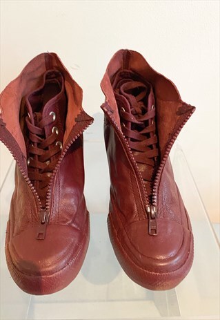 CONVERSE ALL STAR WEDGE HEEL HI TOP SHOES IN BURGANDY- UK5.5