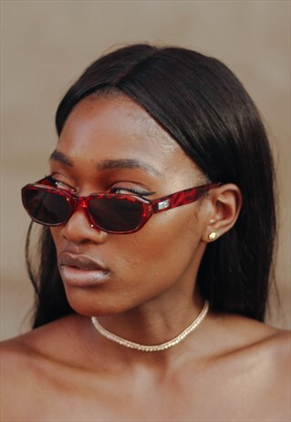 COCOA RED BROWN VINTAGE SUNGLASSES RETRO DEADSTOCK