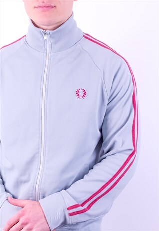 VINTAGE FRED PERRY STRIPED JACKET IN GREY