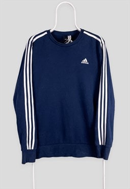 Vintage Adidas Blue Striped Sweatshirt Medium