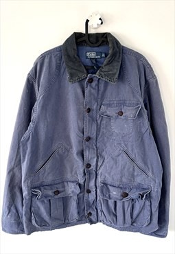 Vintage polo Ralph Lauren blue military coat jacket large 