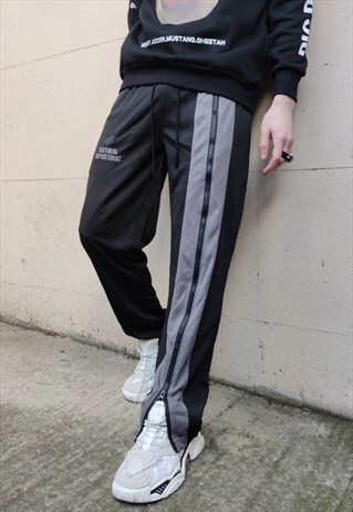 ASYMMETRIC STRAIGHT SLIM FIT LONG ZIPPER JOGGERS CARGO PANTS