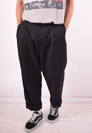 NAUTICA MENS VINTAGE TROUSERS W36 L32 BLACK 90S
