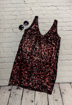 Red & Black Sequin Mini Dress Size S