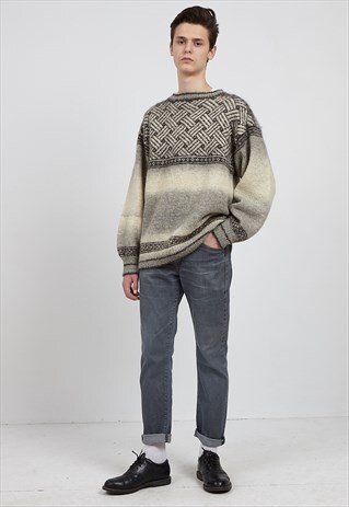 VINTAGE BROWN ANN-MARIE ROUND NECK KNIT JUMPER SWEATER