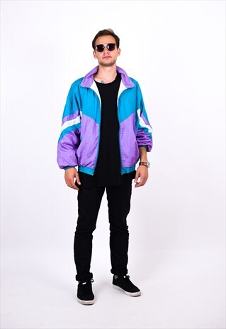 VINTAGE 90S COLOUR BLOCK SHELL BOMBER JACKET