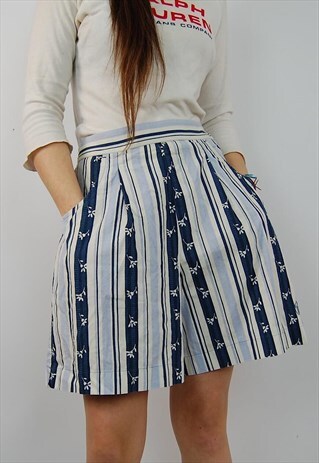 VINTAGE SERGIO TACCHINI FLORAL STRIPE HIGH WAISTED SHORTS