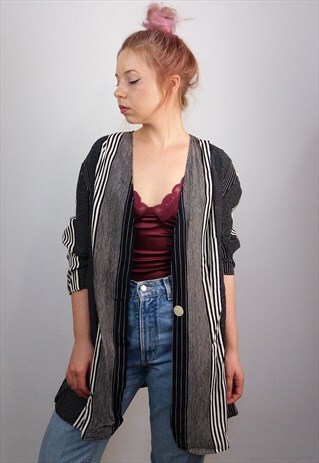 VINTAGE 80'S OVERSIZE STRIPES BLAZER / BLOUSE / SHIRT / TOP