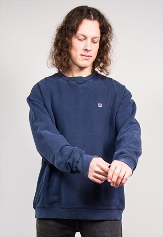 VINTAGE 90'S NAVY BLUE FILA SWEATSHIRT JUMPER