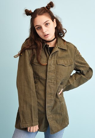 90'S RETRO MILITARY STYLE DENIM JACKET