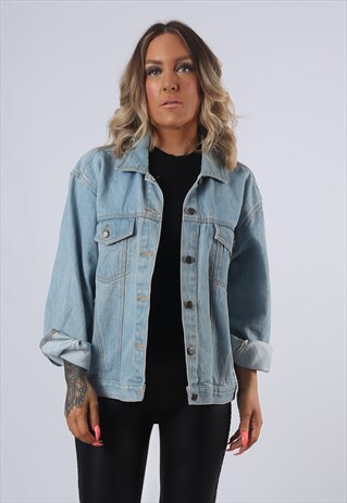 DENIM JACKET OVERSIZED FITTED VINTAGE UK 14 (EA4N)