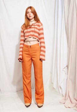 Vintage Trousers Y2K Deadstock Orange Flare Pants