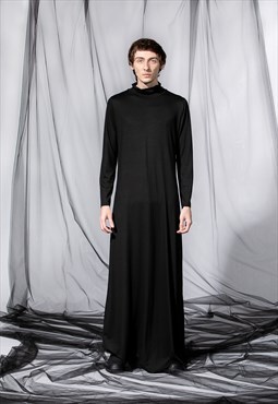 Men Robe In Black, Unisex Dress, Maxi Dress for Men