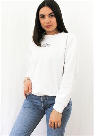 90'S RETRO WHITE SPELL-OUT SWEATSHIRT