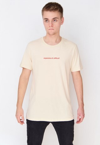BEIGE EXPENSIVE & DIFFICULT (RED) T-SHIRT