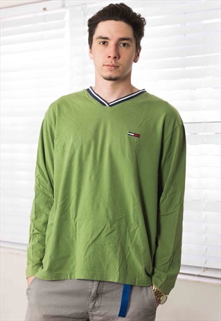 VINTAGE TOMMY HILFIGER T-SHIRT LOGO 90S XL 9.6