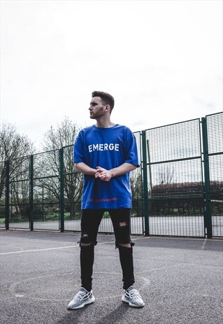 OVERSIZED STENCIL T-SHIRT - BLUE