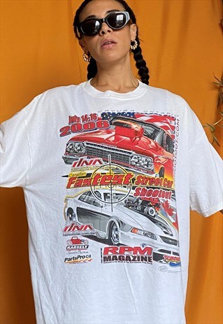 VINTAGE 90S 00S GRAPHIC T-SHIRT RACING REWORKED DIAMONTE