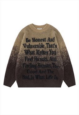 Graffiti sweater fluffy knitted jumper slogan gradient top