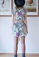 CREAM FLORAL BELTED PLAYSUIT