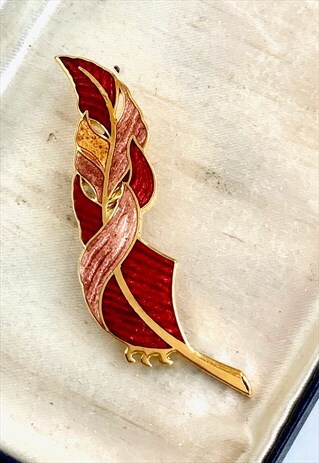 80S RED & PINK FEATHER BOHO VINTAGE JEWELLERY