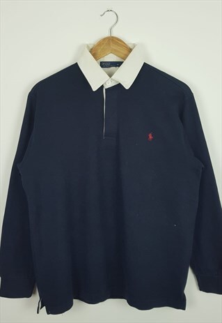 VINTAGE POLO RALPH LAUREN RUGBY TOP BLUE