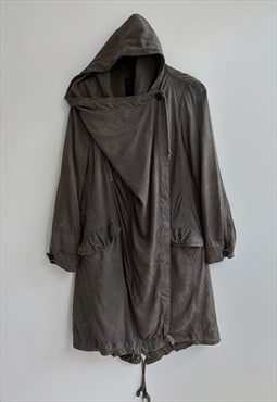 Allsaints Portere Parka Asymmetric Jacket Hooded Khaki