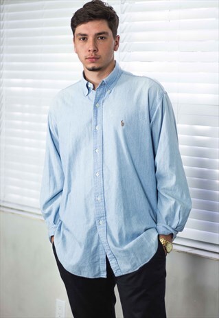 VINTAGE POLO RALPH LAUREN SHIRT LOGO 90S L 11.1