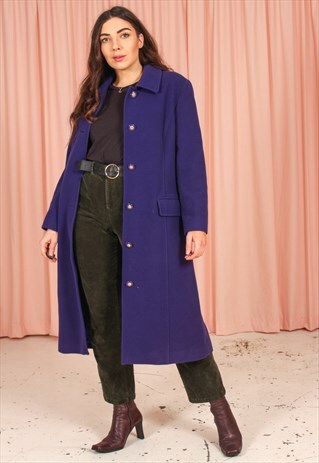 VINTAGE 80S WOOL COAT IN PURPLE