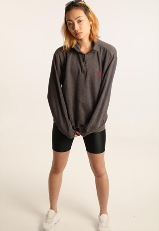 VINTAGE US POLO ASSN. EMBROIDERED LOGO 1/4 ZIP SWEATSHIRT