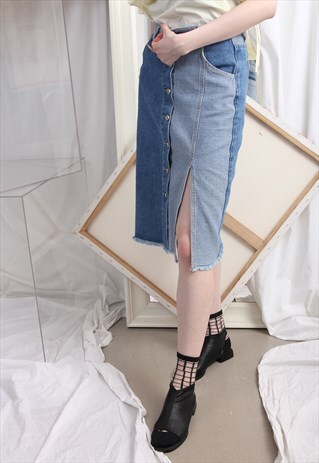 (KOREAN) 2 TONE DENIM SKIRT