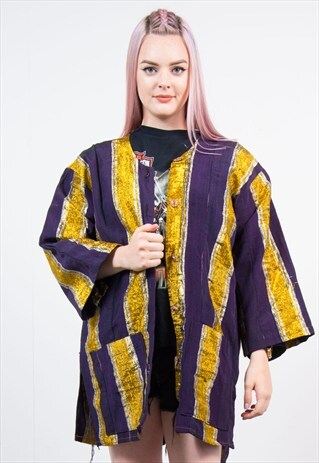 VINTAGE GOLD STRIPED FESTIVAL JACKET KIMONO