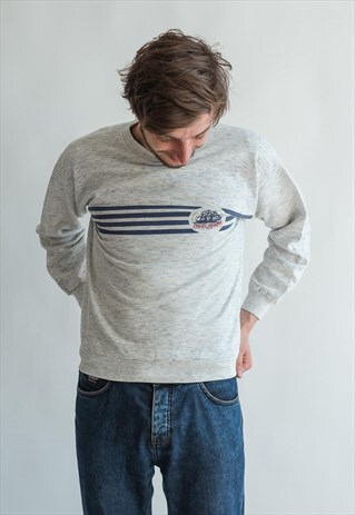 VINTAGE 80S GREY MINIMAL JUMPER
