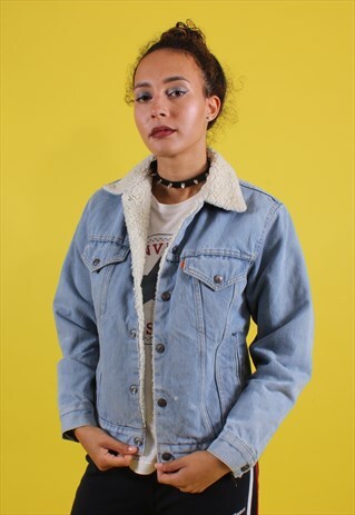 VINTAGE LEVI'S BLUE DENIM SHERPA JACKET