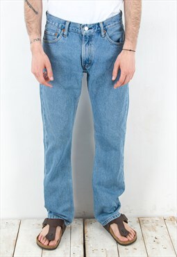 Vintage Men 505 W30 L32 Straight Denim Jeans Zip Light Blue