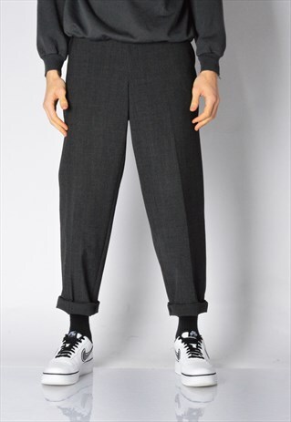 VINTAGE 90S GREY CHECK WOOL BLEND PANTS