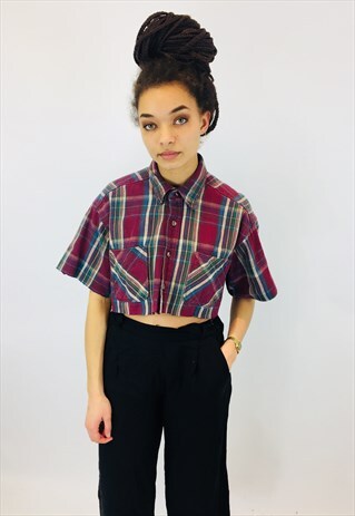 VINTAGE CROPPED BOHO FESTIVAL FLANNEL SHIRT