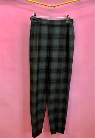 VINTAGE TAPERED MERINO WOOL TROUSERS IN COOL 90S CHECKS