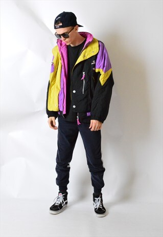 VINTAGE 90S COLOUR BLOCK SHELL PADDED WARM SKI JACKET