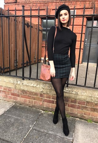 GREEN TARTAN MINI SKIRT