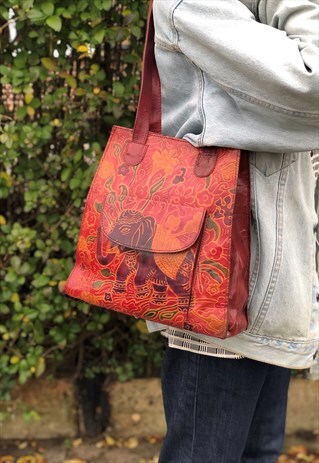 VINTAGE 90S AFRICAN LEATHER BAG