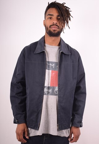 CALVIN KLEIN MENS VINTAGE HARRINGTON JACKET LARGE NAVY 90S