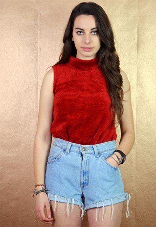 90'S VINTAGE RED FLEECE VEST TOP