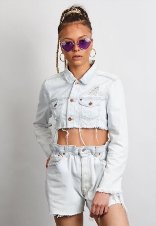 VINTAGE 90'S LEVI REWORKED LIGHT BLUE DENIM SHORTS