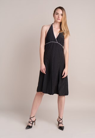 80S BLACK AND WHITE DRESS WITH DOTS
