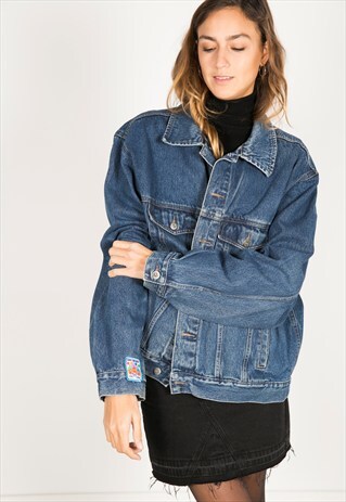 VINTAGE 80S WRANGLER PATCHED DENIM JACKET