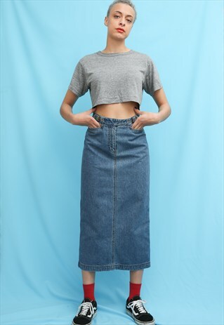 RALPH LAUREN JEANS CO LONG DENIM SKIRT
