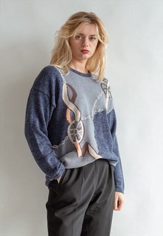 VINTAGE 80S MARIDE JUMPER IN BLUE